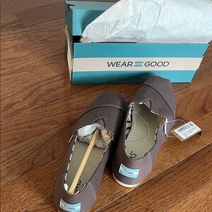 TOMS brown Canvas Slip-Ons